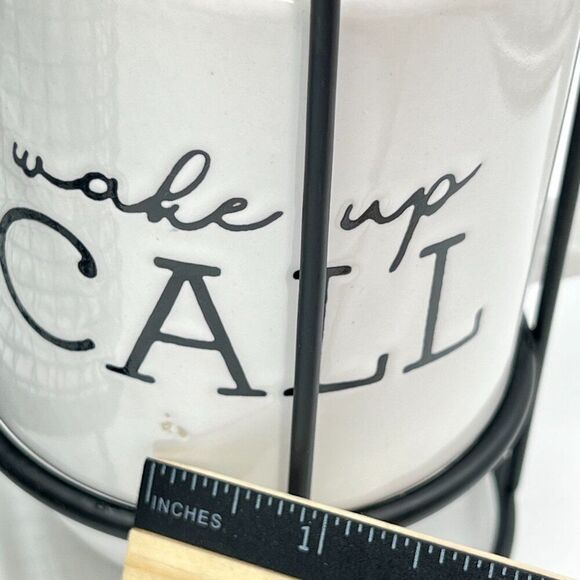 Boston Warehouse Coffee Mug & Black Wire Pod Holder 5 Piece Set 4 Stacking Mugs - Picture 11 of 16
